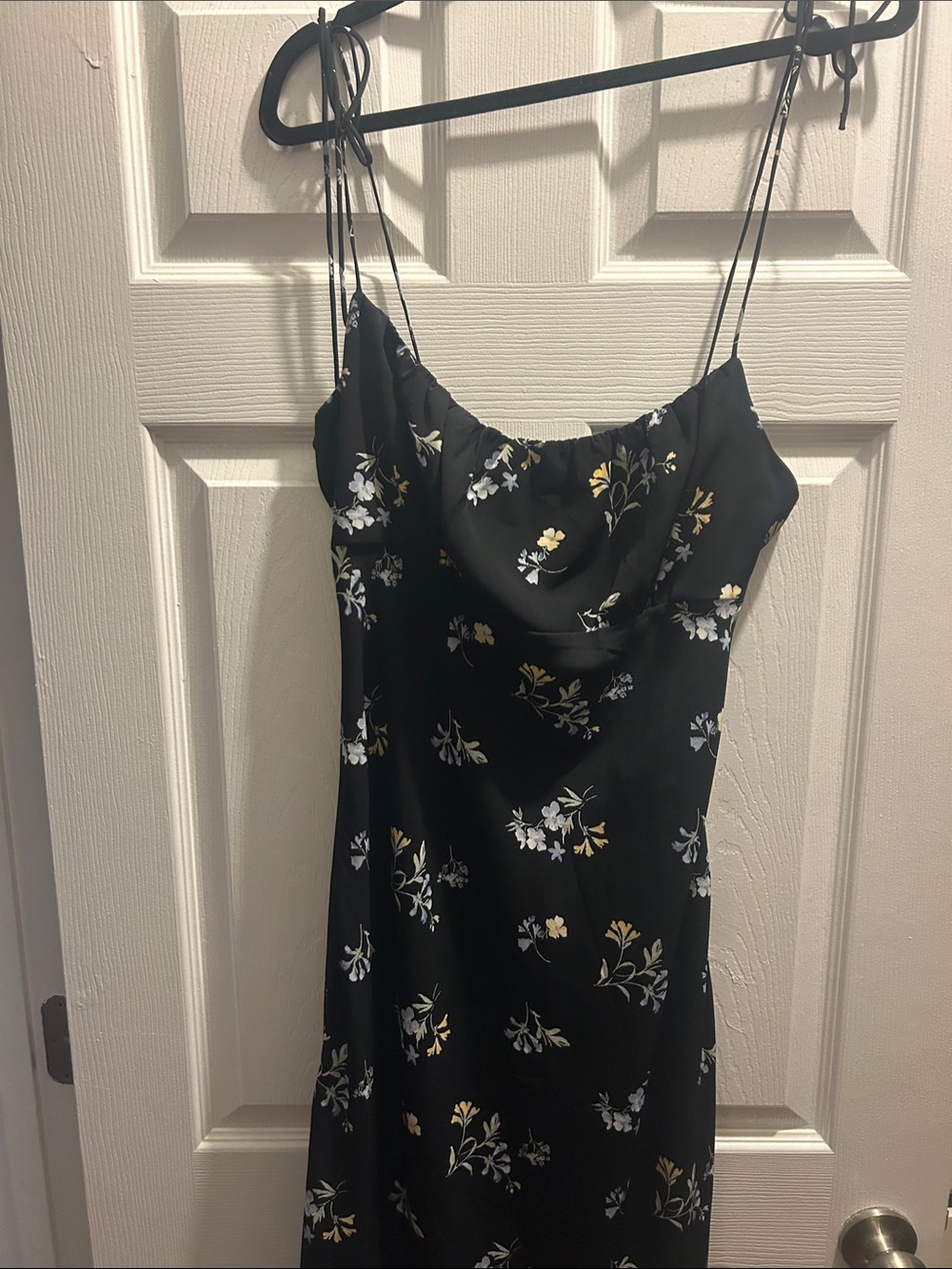 Abercrombie & Fitch Black Floral Cowl Neck Midi Slip Dress